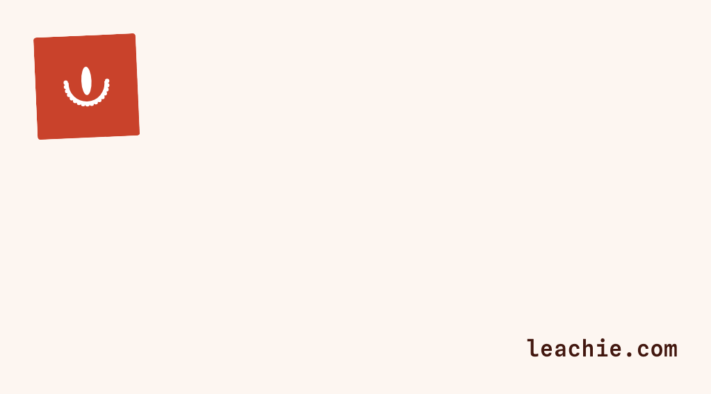 The front of a Leachie SmartQR card: the Leachie mark and leachie.com on cream